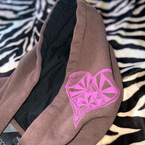 Volcom Zip Brown/Black Hoodie From Eatly 2000’s - Y2K/Surf/Skate - Junior's XL - Picture 5 of 16